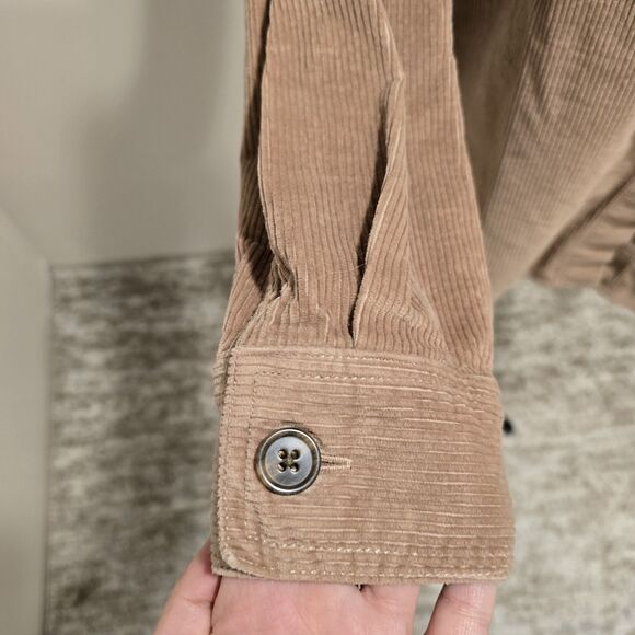 Aritzia Babaton Corduroy Shacket Shirt Women Medium Tan Oversized Minimalist - Picture 4 of 11